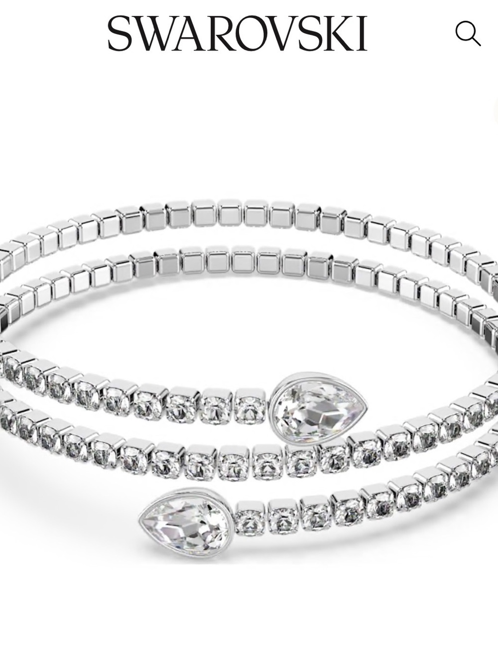 Swarovski Silver Clear Crystal Wrap Bracelet with Pear-Shaped Accents